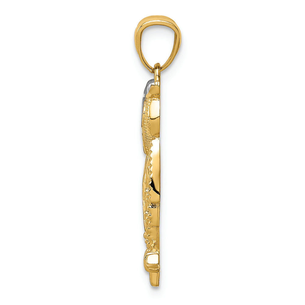 FJC Finejewelers 14k Yellow Gold with Rhodium Plated Bright Cut Owl Charm