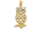 FJC Finejewelers 14k Yellow Gold with Rhodium Plated Bright Cut Owl Charm