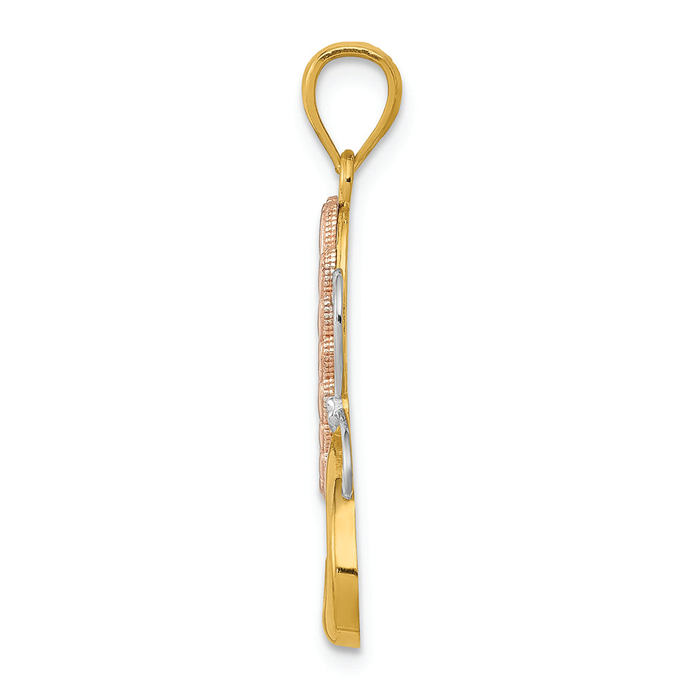 FJC Finejewelers 14k Two-tone Gold with Rhodium Butterfly Hearts Charm