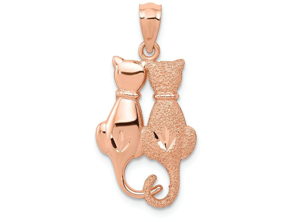 FJC Finejewelers 14k Rose Gold Polished And Textured Sitting Cats Charm