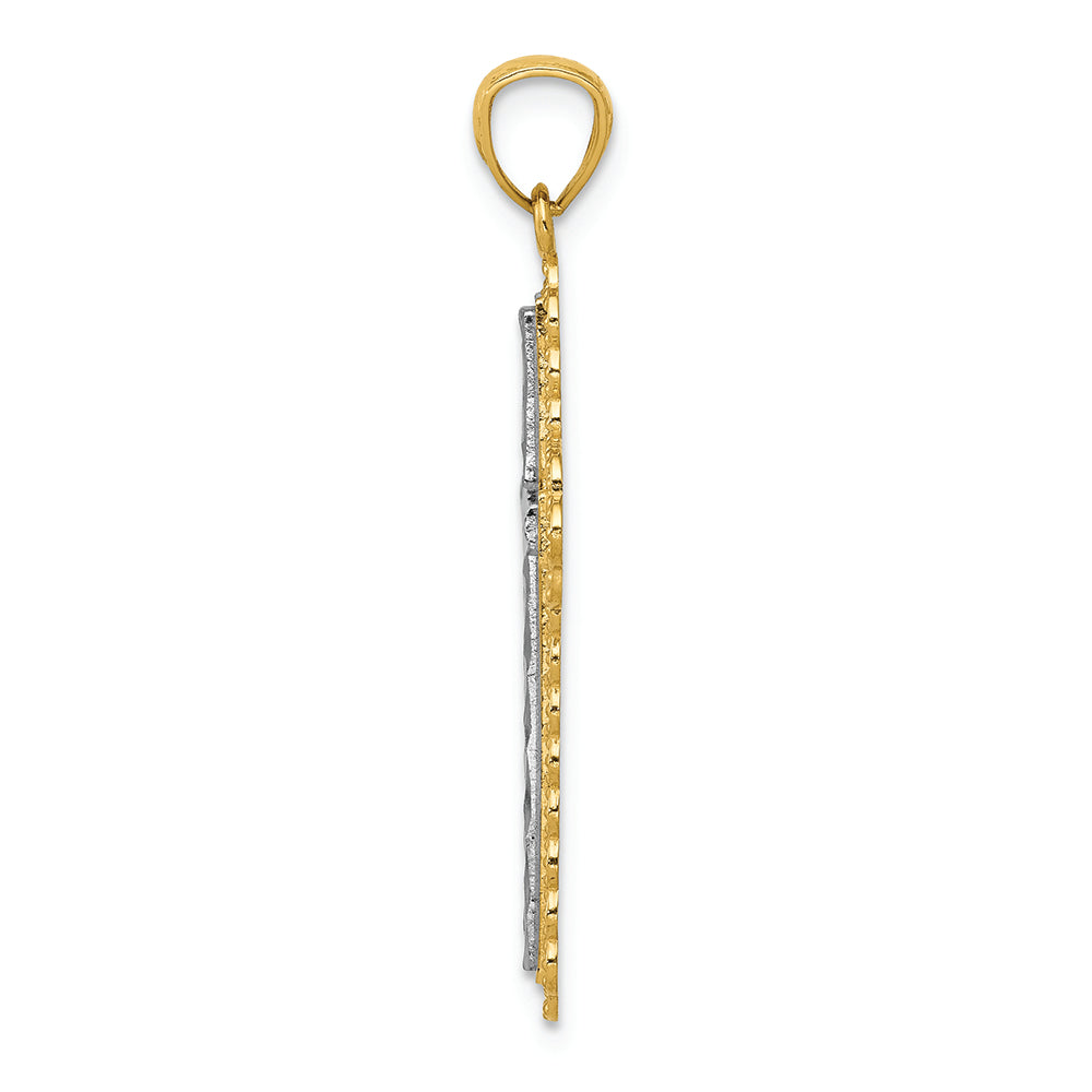 FJC Finejewelers 14k Yellow Gold with Rhodium Plated Bright Cut Cross Charm