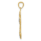 FJC Finejewelers 14k Yellow Gold with Rhodium Bright Cut Cross Charm