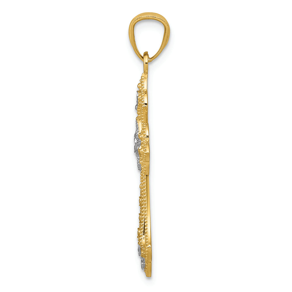FJC Finejewelers 14k Yellow Gold with Rhodium Bright Cut Cross Charm
