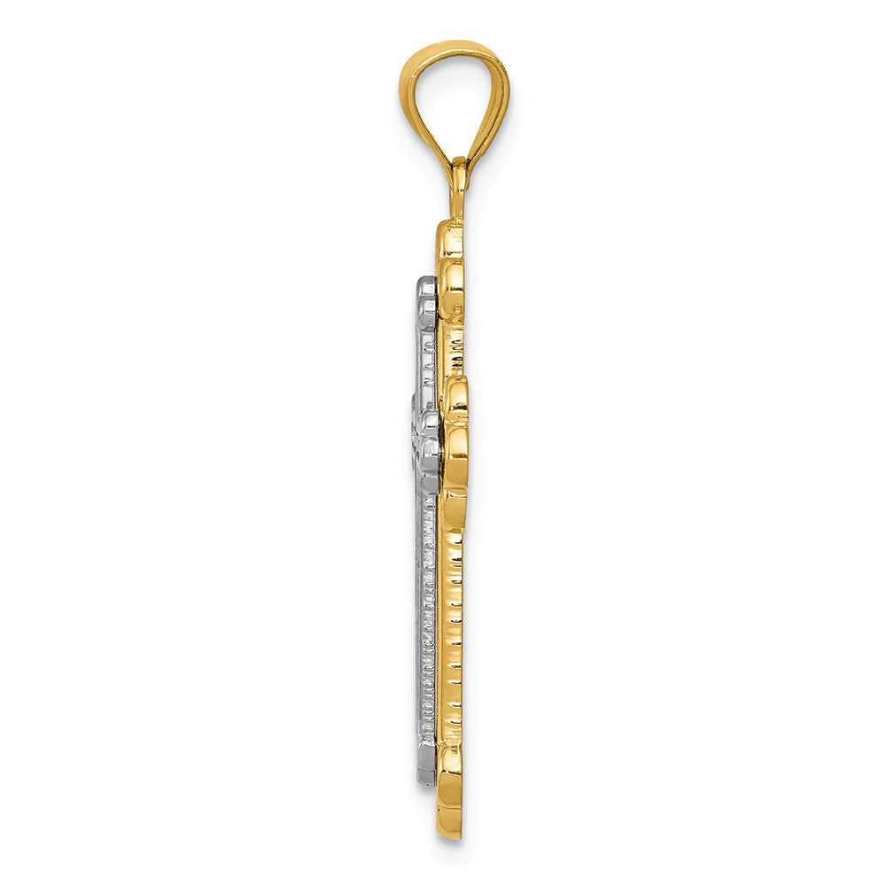 FJC Finejewelers 14k Two-tone Gold Budded Cross Charm