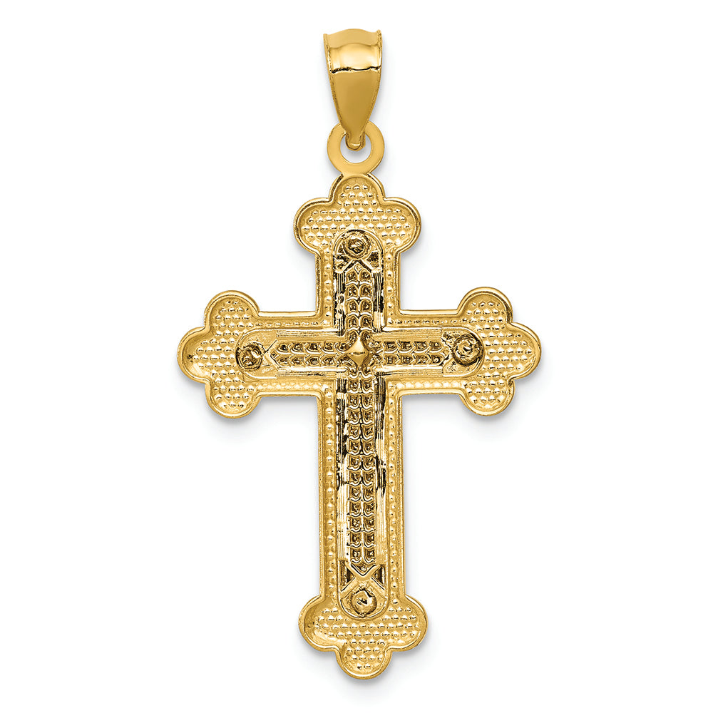 FJC Finejewelers 14k Two-tone Gold Budded Cross Charm