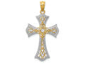 FJC Finejewelers 14k Yellow Gold with Rhodium Bright Cut Cross Charm