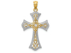 FJC Finejewelers 14k Yellow Gold with Rhodium Bright Cut Cross Charm