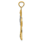 FJC Finejewelers 14k Yellow Gold with Rhodium Bright Cut Cross Charm