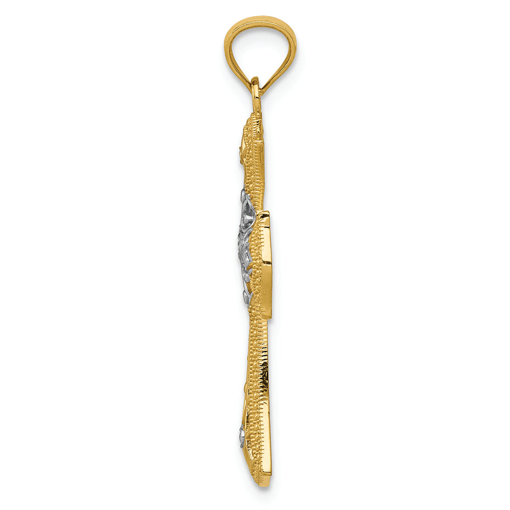 FJC Finejewelers 14k Yellow Gold with Rhodium Bright Cut Cross Charm