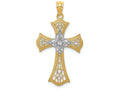 FJC Finejewelers 14k Yellow Gold with Rhodium Bright Cut Cross Charm