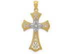FJC Finejewelers 14k Yellow Gold with Rhodium Bright Cut Cross Charm