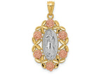 FJC Finejewelers 14k Two-tone Gold And with Rhodium Plated Guadalupe Charm