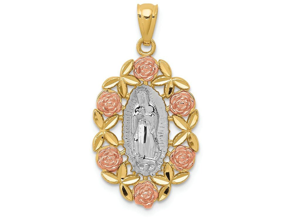FJC Finejewelers 14k Two-tone Gold And with Rhodium Plated Guadalupe Charm