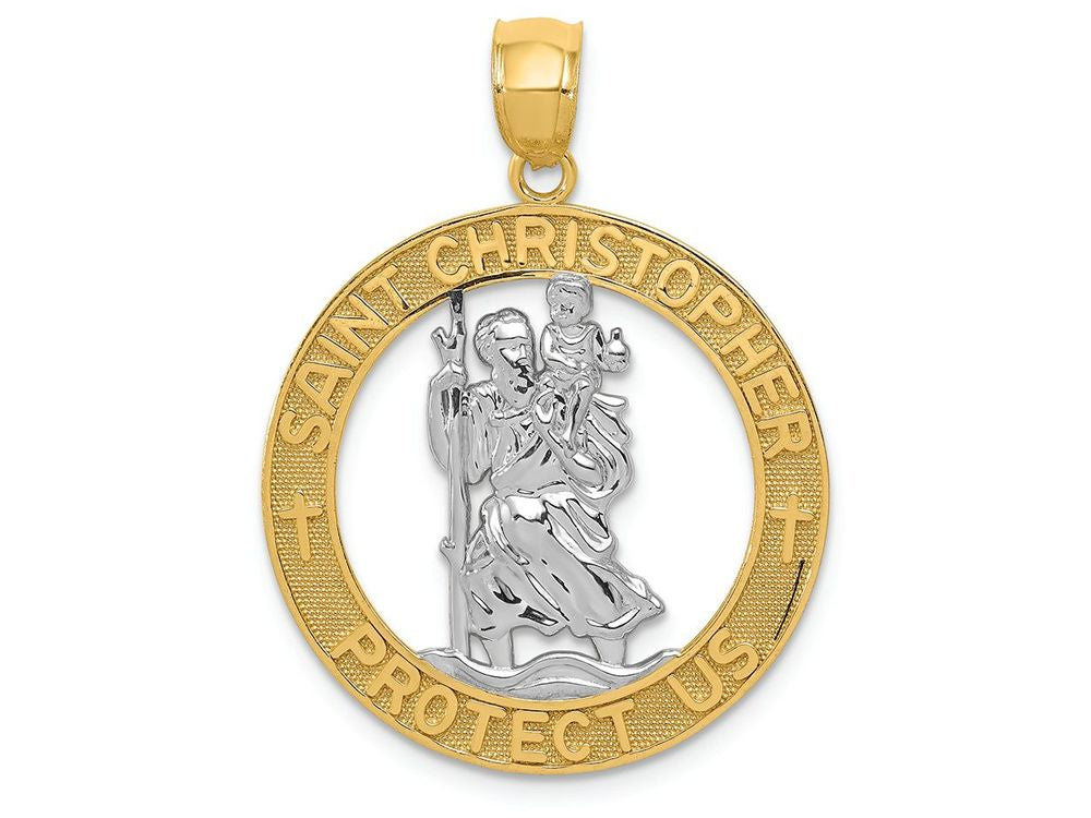 FJC Finejewelers 14k Yellow Gold with Rhodium Plated St Christopher Charm