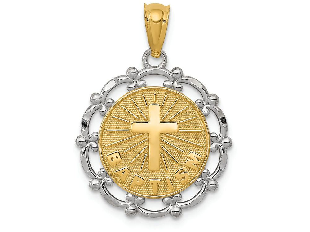 FJC Finejewelers 14k Yellow Gold with Rhodium Plated Baptism Charm