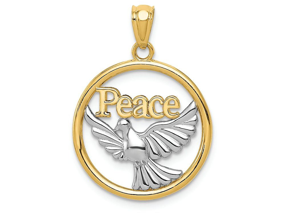 FJC Finejewelers 14k Yellow Gold with Rhodium Plated Polished Peace Dove Charm