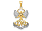 FJC Finejewelers 14k Yellow Gold with Rhodium Plated Angel with Love Charm