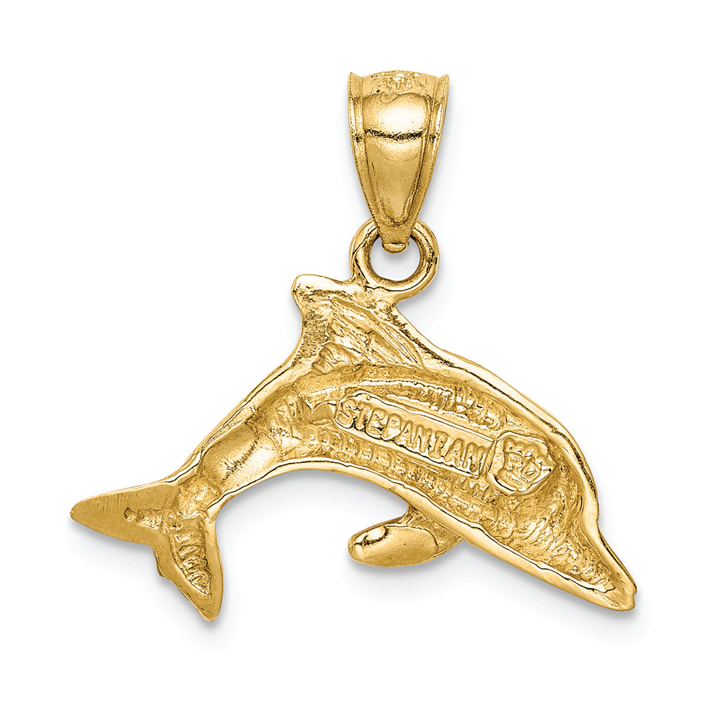 FJC Finejewelers 14k Yellow Gold Created Opal Dolphin Charm