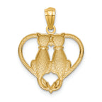 FJC Finejewelers 14k Yellow Gold Sitting Cats In A Heart Charm
