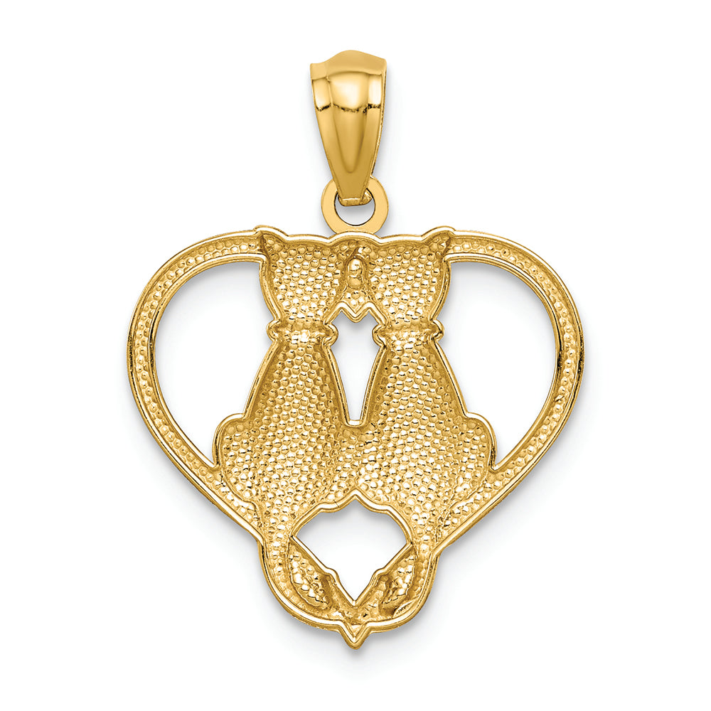 FJC Finejewelers 14k Yellow Gold Sitting Cats In A Heart Charm