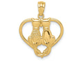FJC Finejewelers 14k Yellow Gold Sitting Cats In A Heart Charm