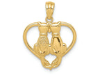 FJC Finejewelers 14k Yellow Gold Sitting Cats In A Heart Charm