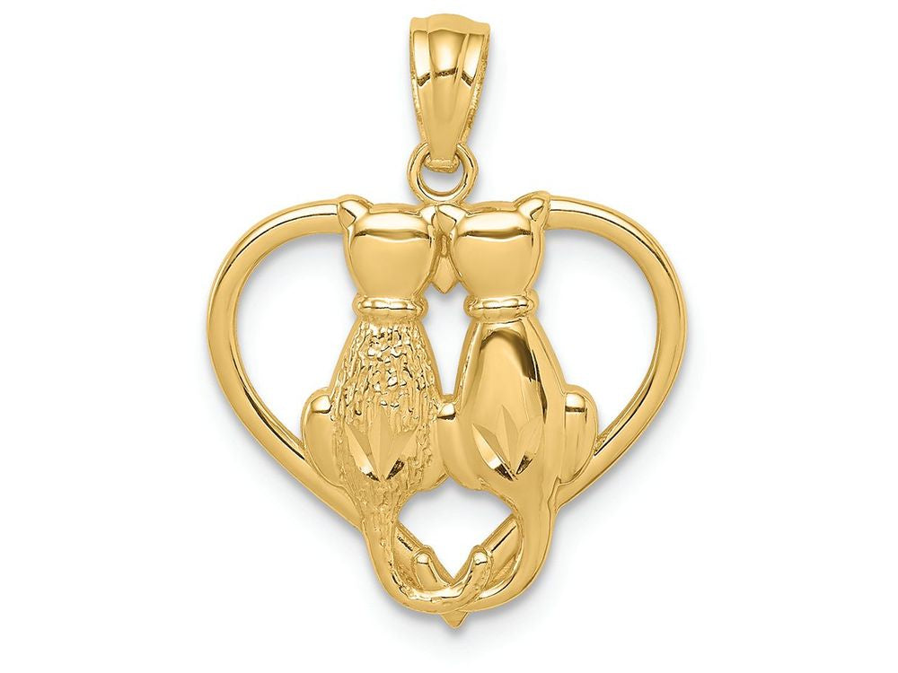 FJC Finejewelers 14k Yellow Gold Sitting Cats In A Heart Charm
