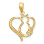 FJC Finejewelers 14k Yellow Gold White with Rhodium Sitting Cat In A Heart Charm