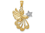 FJC Finejewelers 14k Yellow Gold White with Rhodium Bright Cut Angel with A Star Charm