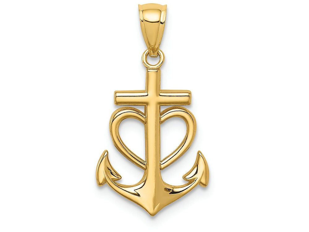 FJC Finejewelers 14k Yellow Gold Anchor with Heart Charm