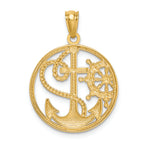 FJC Finejewelers 14k Yellow Gold White with Rhodium Cross Anchor Captain Wheel Charm
