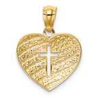 FJC Finejewelers 14k Yellow Gold White with Rhodium Usa Flag with Cross Heart Charm