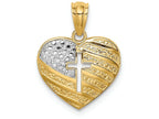 FJC Finejewelers 14k Yellow Gold White with Rhodium Usa Flag with Cross Heart Charm