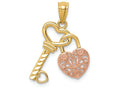 FJC Finejewelers 14k Two-tone Gold Bright Cut Key Heart Charm