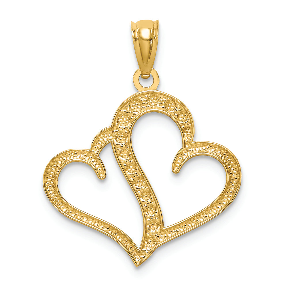 FJC Finejewelers 14k Yellow Gold White with Rhodium Bright Cut Journey Hearts Charm