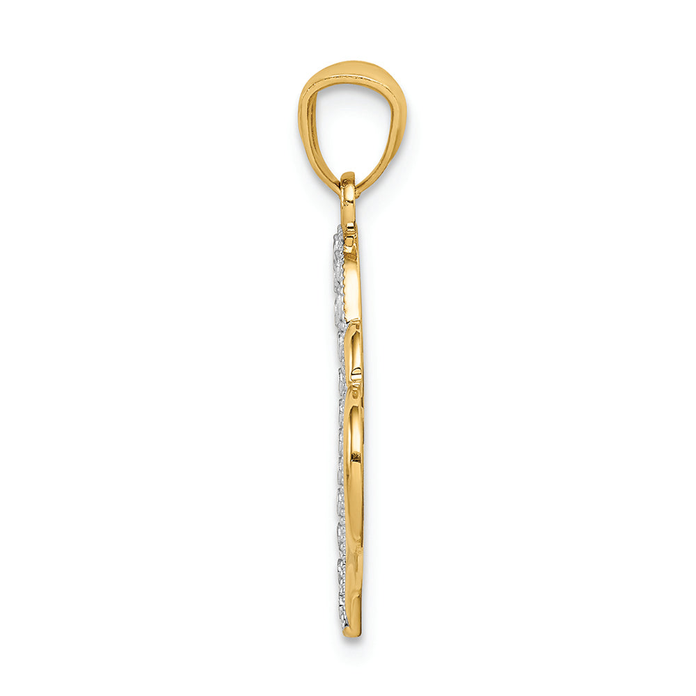 FJC Finejewelers 14k Yellow Gold White with Rhodium Bright Cut Journey Hearts Charm