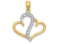 FJC Finejewelers 14k Yellow Gold White with Rhodium Bright Cut Journey Hearts Charm