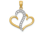 FJC Finejewelers 14k Yellow Gold White with Rhodium Bright Cut Journey Hearts Charm