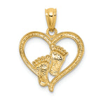 FJC Finejewelers 14k Yellow Gold Baby Feet In A Heart Charm