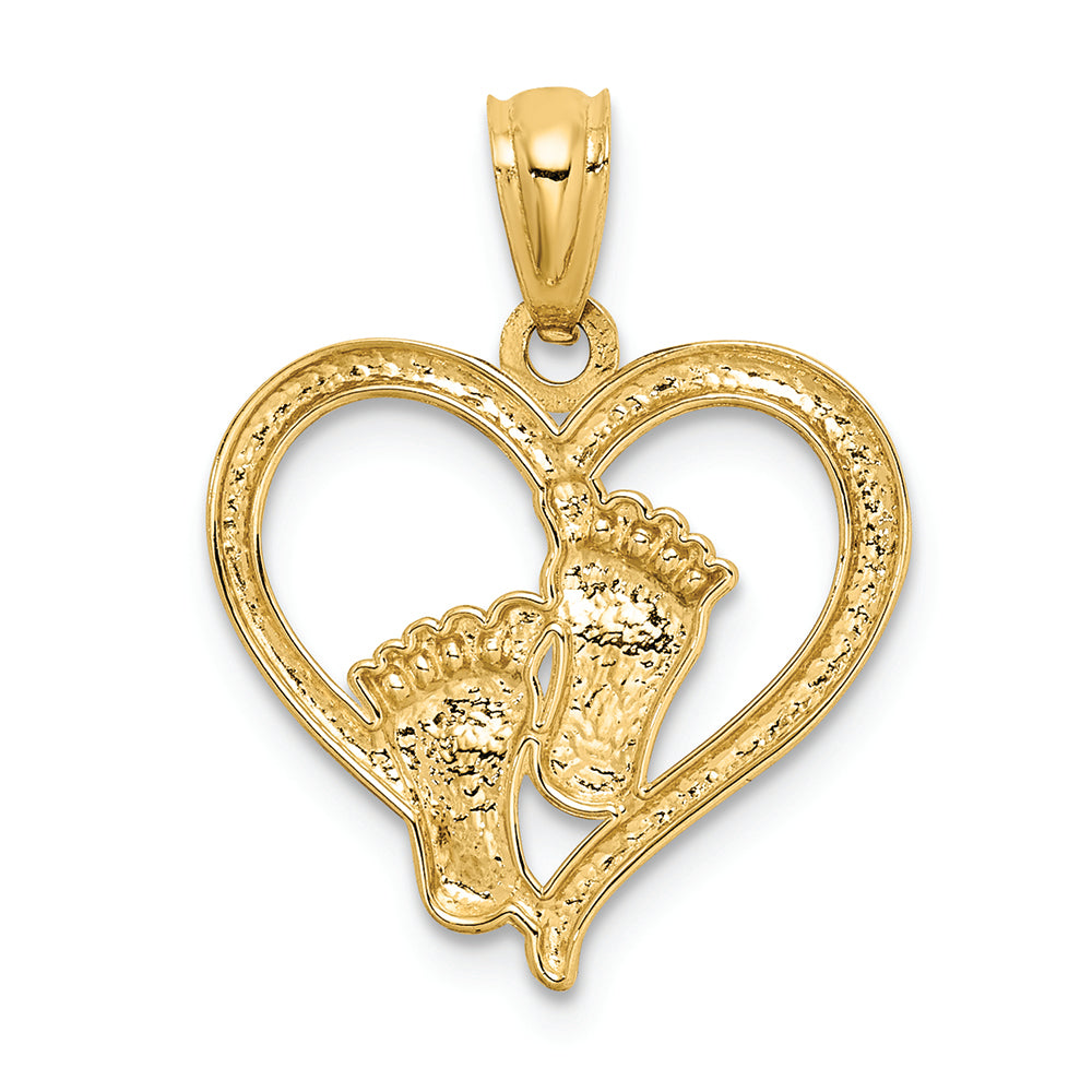 FJC Finejewelers 14k Yellow Gold Baby Feet In A Heart Charm