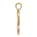 FJC Finejewelers 14k Yellow Gold Rose with Rhodium Pink Ribbon with Heart Charm