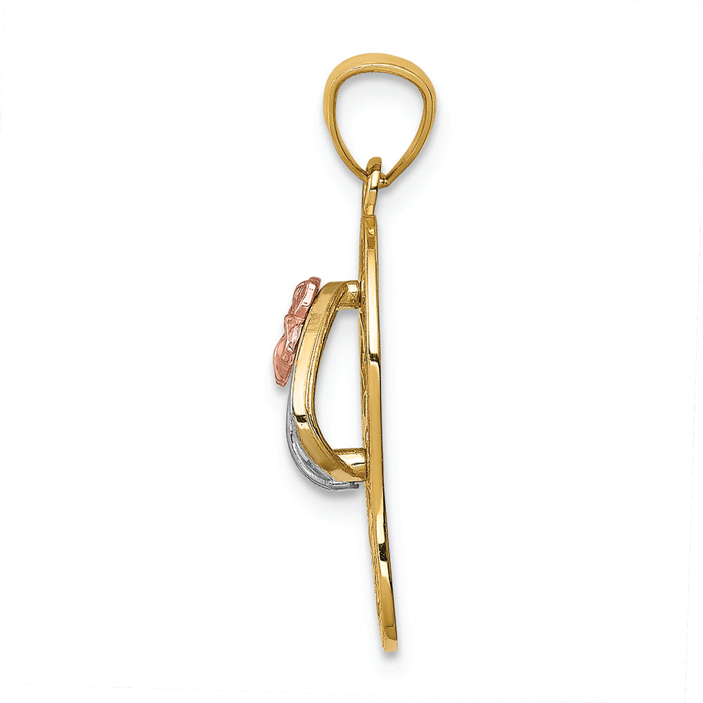 FJC Finejewelers 14k Tri Color Gold Plumeria Sandal Charm