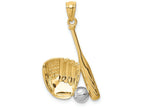 FJC Finejewelers 14k Yellow Gold White with Rhodium Baseball Glove Bat Ball Charm