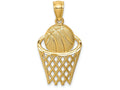 FJC Finejewelers 14k Yellow Gold Basketball In Hoop Charm