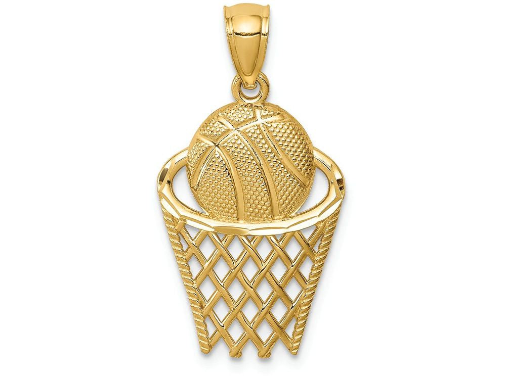 FJC Finejewelers 14k Yellow Gold Basketball In Hoop Charm