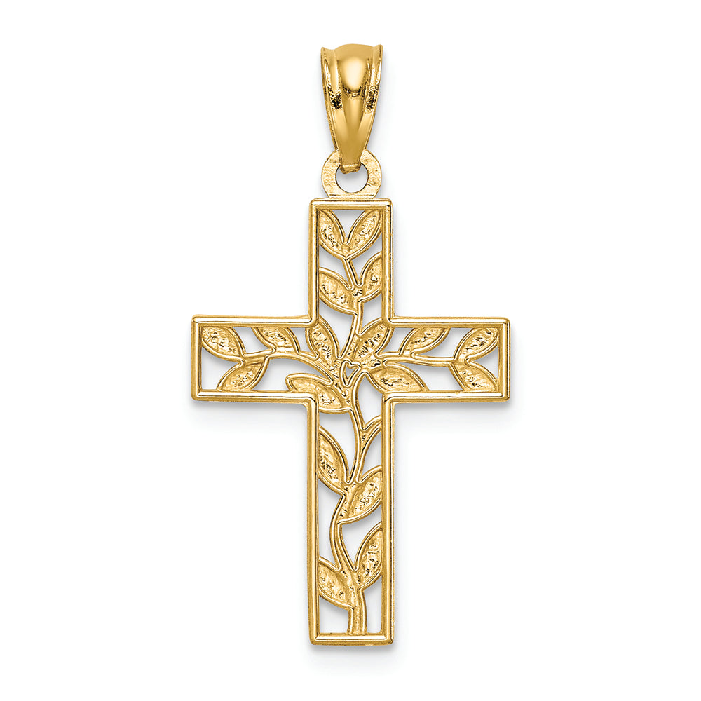 FJC Finejewelers 14k Yellow Gold Leaf Cross Charm