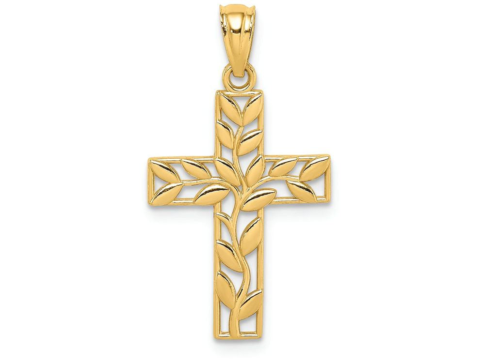 FJC Finejewelers 14k Yellow Gold Leaf Cross Charm