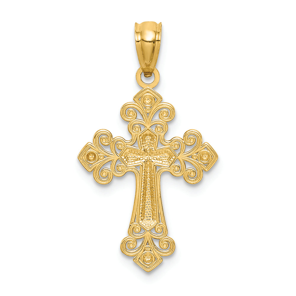 FJC Finejewelers 14k Yellow Gold White with Rhodium Bright Cut Cross Charm