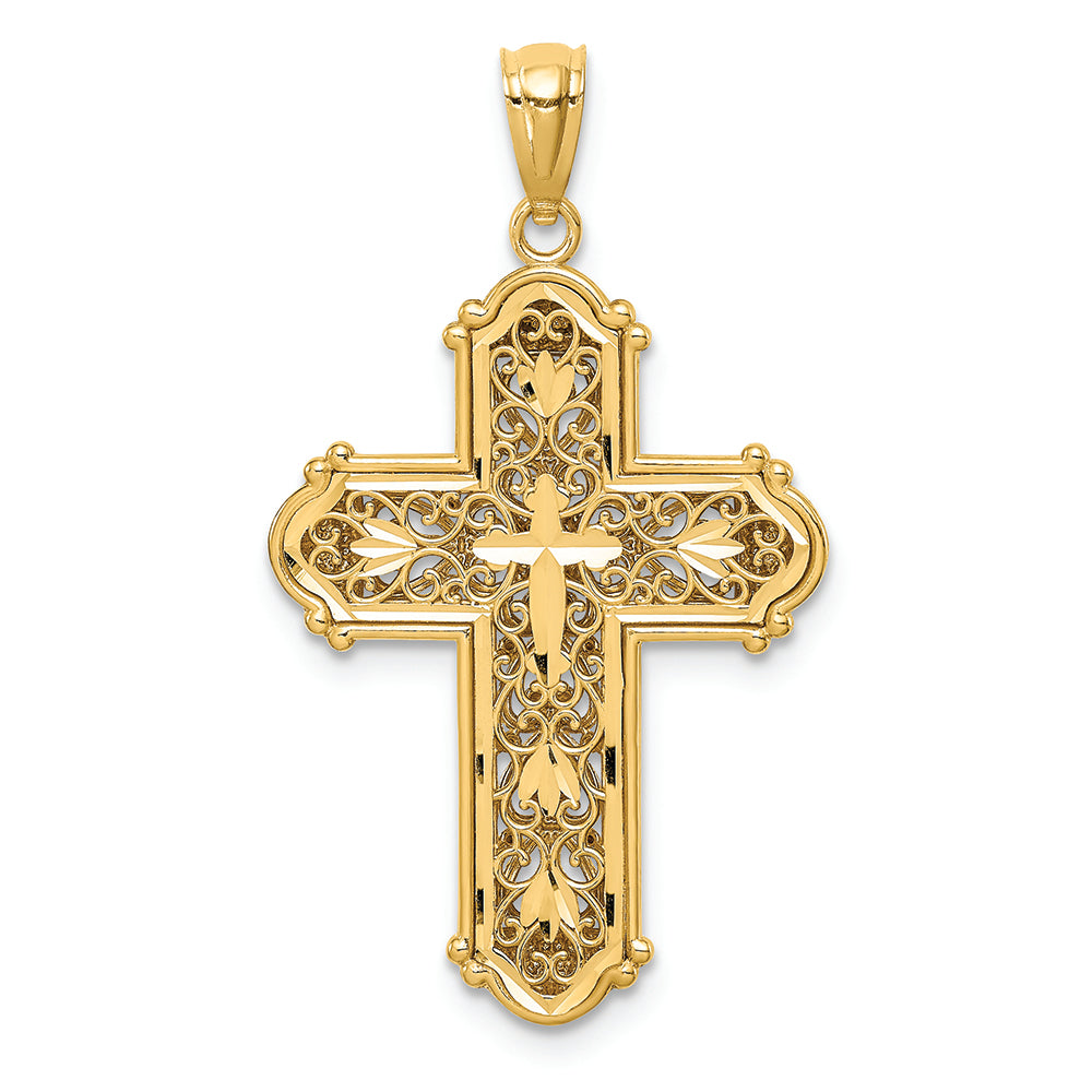 FJC Finejewelers 14k Yellow Gold White with Rhodium Bright Cut Reversible Cross Charm