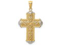 FJC Finejewelers 14k Yellow Gold White with Rhodium Bright Cut Reversible Cross Charm